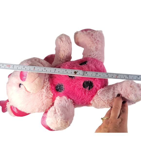 Dan Dee 14" Pink Bear in Ladybug Costume Plush Stuffed Animal Toy Hearts Glitter - Picture 6 of 10